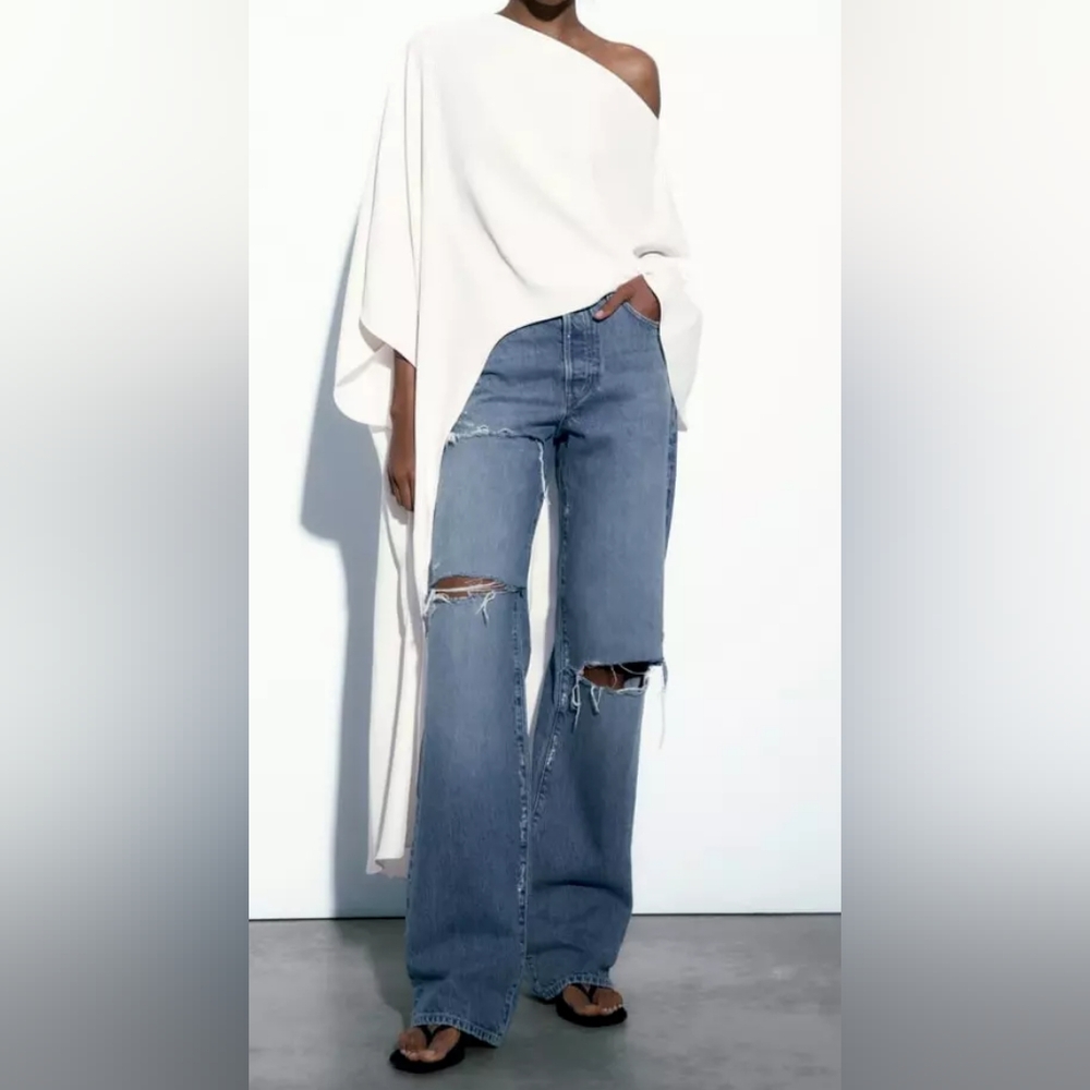 Zara Asymmetrical Cape Blouse M-L